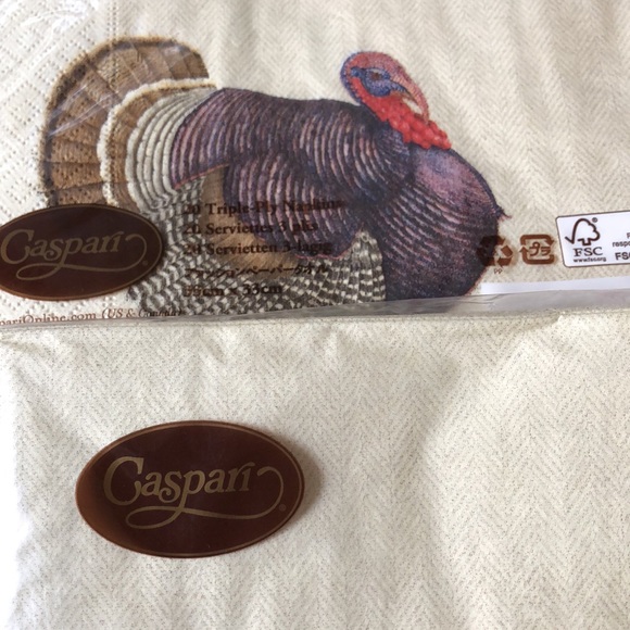 NEW in Package Lot of 4 Packages Caspari Thomas T. Byrd Thanksgiving Napkins - Picture 5 of 6